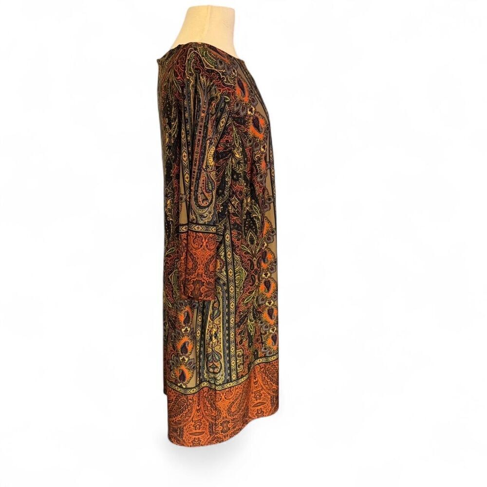 Emma & Michele Women's Paisley Gold Cutout Midi Shift Dress Size 2x - Picture 5 of 8